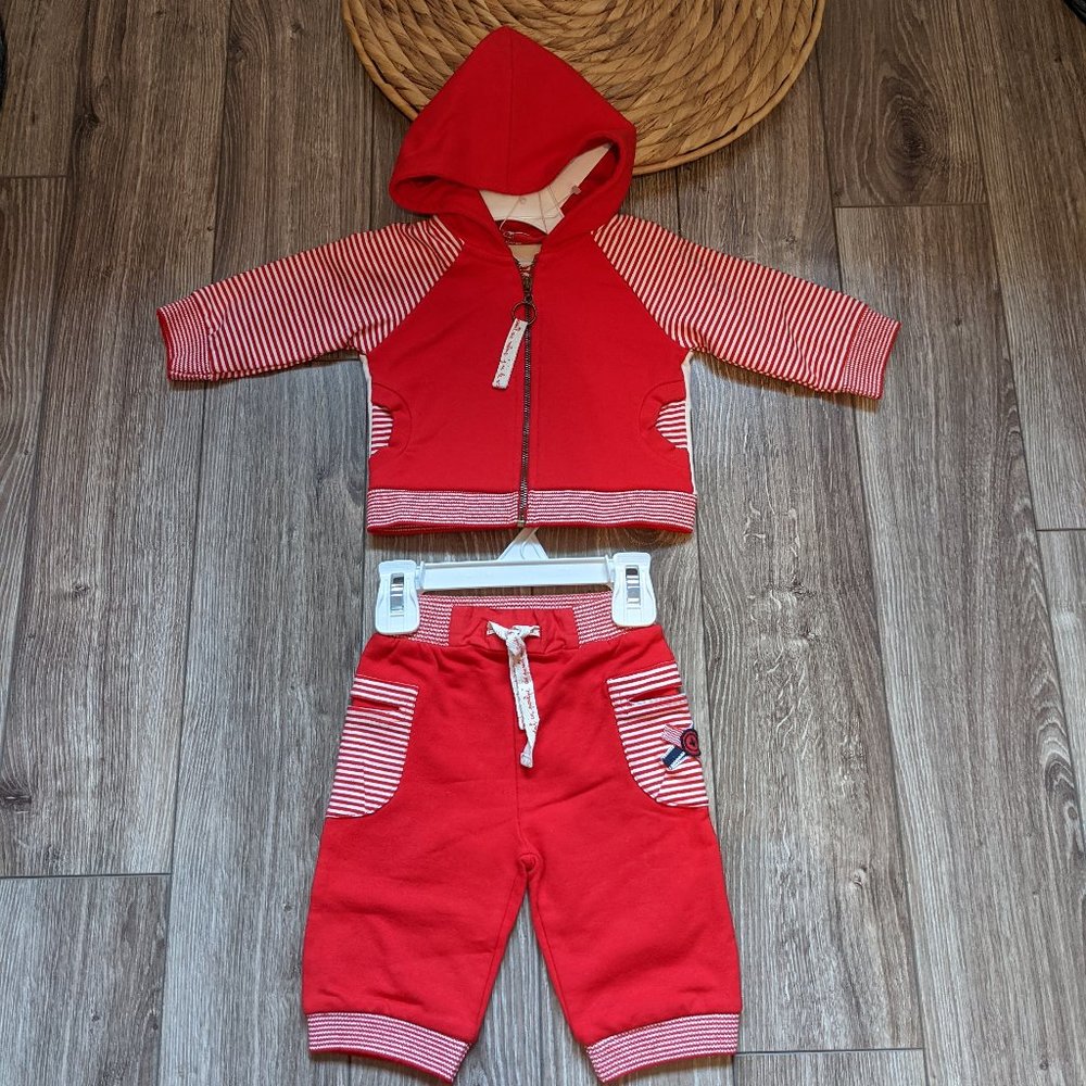 NWT Baby Girl (3M) - DPAM Red Hoodie Set